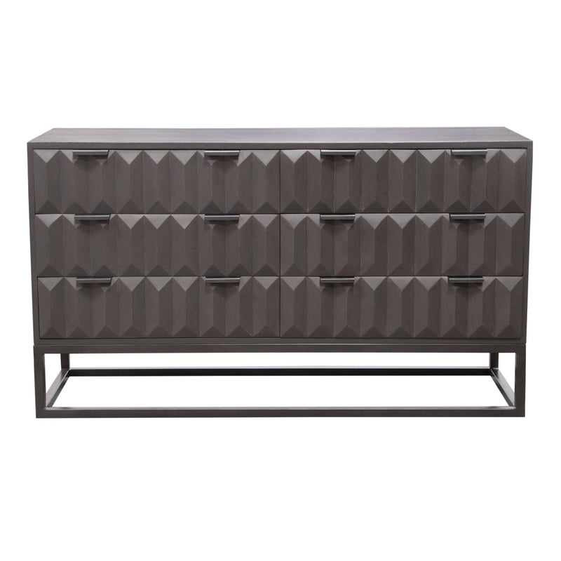 Spectrum 6-Drawer Solid Mango Wood Dresser in Smoke Grey Finish w/ Gun Metal Finished Legs by Diamond Sofa - R&R Furniture Gallery (Fountain Valley, CA)