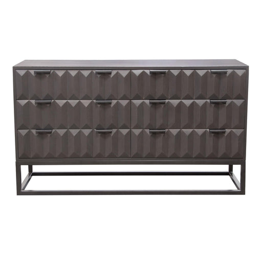 Spectrum 6-Drawer Solid Mango Wood Dresser in Smoke Grey Finish w/ Gun Metal Finished Legs by Diamond Sofa - R&R Furniture Gallery (Fountain Valley, CA)