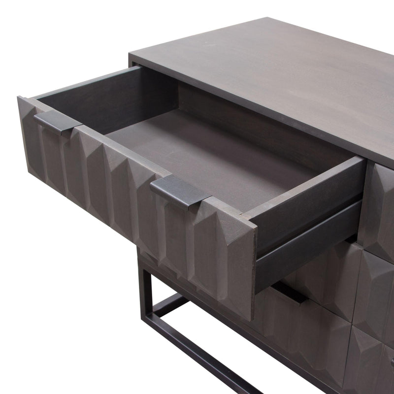Spectrum 6-Drawer Solid Mango Wood Dresser in Smoke Grey Finish w/ Gun Metal Finished Legs by Diamond Sofa - R&R Furniture Gallery (Fountain Valley, CA)