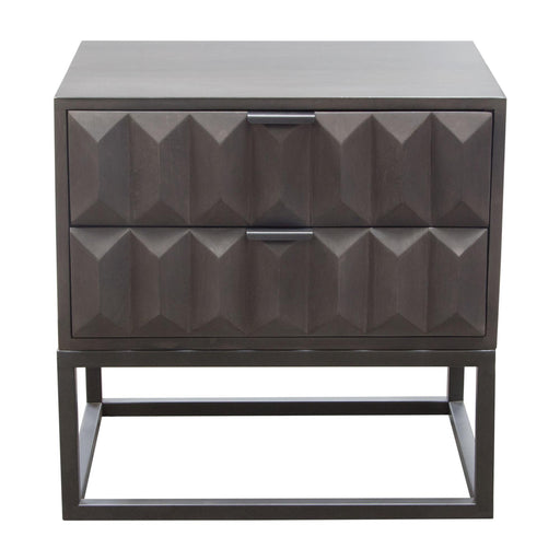 Spectrum 2-Drawer Solid Mango Wood Accent Table in Smoke Grey Finish w/ Gun Metal Finished Legs by Diamond Sofa - R&R Furniture Gallery (Fountain Valley, CA)
