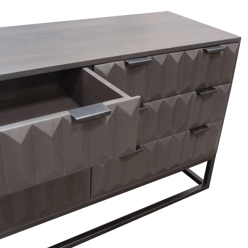 Spectrum 6-Drawer Solid Mango Wood Dresser in Smoke Grey Finish w/ Gun Metal Finished Legs by Diamond Sofa - R&R Furniture Gallery (Fountain Valley, CA)