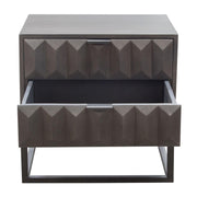 Spectrum 2-Drawer Solid Mango Wood Accent Table in Smoke Grey Finish w/ Gun Metal Finished Legs by Diamond Sofa - R&R Furniture Gallery (Fountain Valley, CA)
