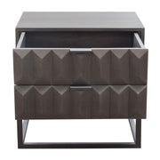 Spectrum 2-Drawer Solid Mango Wood Accent Table in Smoke Grey Finish w/ Gun Metal Finished Legs by Diamond Sofa - R&R Furniture Gallery (Fountain Valley, CA)