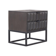 Spectrum 2-Drawer Solid Mango Wood Accent Table in Smoke Grey Finish w/ Gun Metal Finished Legs by Diamond Sofa - R&R Furniture Gallery (Fountain Valley, CA)