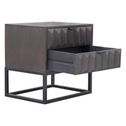 Spectrum 2-Drawer Solid Mango Wood Accent Table in Smoke Grey Finish w/ Gun Metal Finished Legs by Diamond Sofa - R&R Furniture Gallery (Fountain Valley, CA)