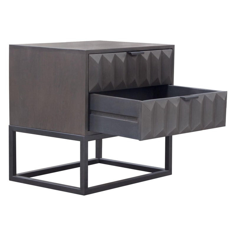 Spectrum 2-Drawer Solid Mango Wood Accent Table in Smoke Grey Finish w/ Gun Metal Finished Legs by Diamond Sofa - R&R Furniture Gallery (Fountain Valley, CA)
