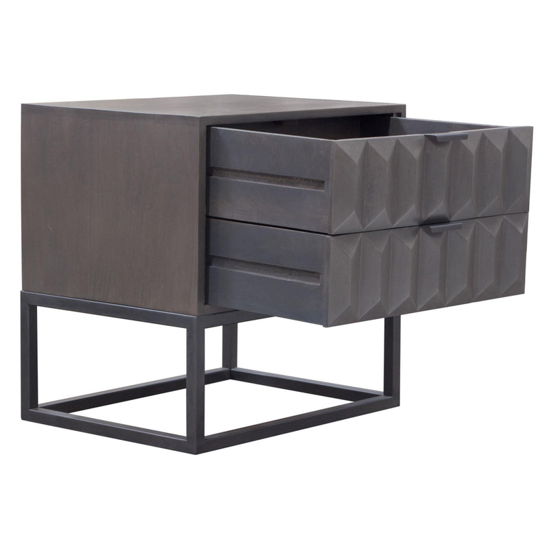 Spectrum 2-Drawer Solid Mango Wood Accent Table in Smoke Grey Finish w/ Gun Metal Finished Legs by Diamond Sofa - R&R Furniture Gallery (Fountain Valley, CA)