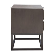Spectrum 2-Drawer Solid Mango Wood Accent Table in Smoke Grey Finish w/ Gun Metal Finished Legs by Diamond Sofa - R&R Furniture Gallery (Fountain Valley, CA)