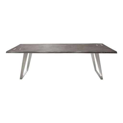 Titan Solid Acacia Wood Dining Table in Espresso Finish w/ Silver Metal Inlay & Base by Diamond Sofa - R&R Furniture Gallery (Fountain Valley, CA)