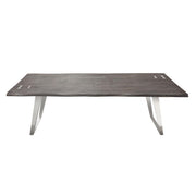 Titan Solid Acacia Wood Dining Table in Espresso Finish w/ Silver Metal Inlay & Base by Diamond Sofa - R&R Furniture Gallery (Fountain Valley, CA)
