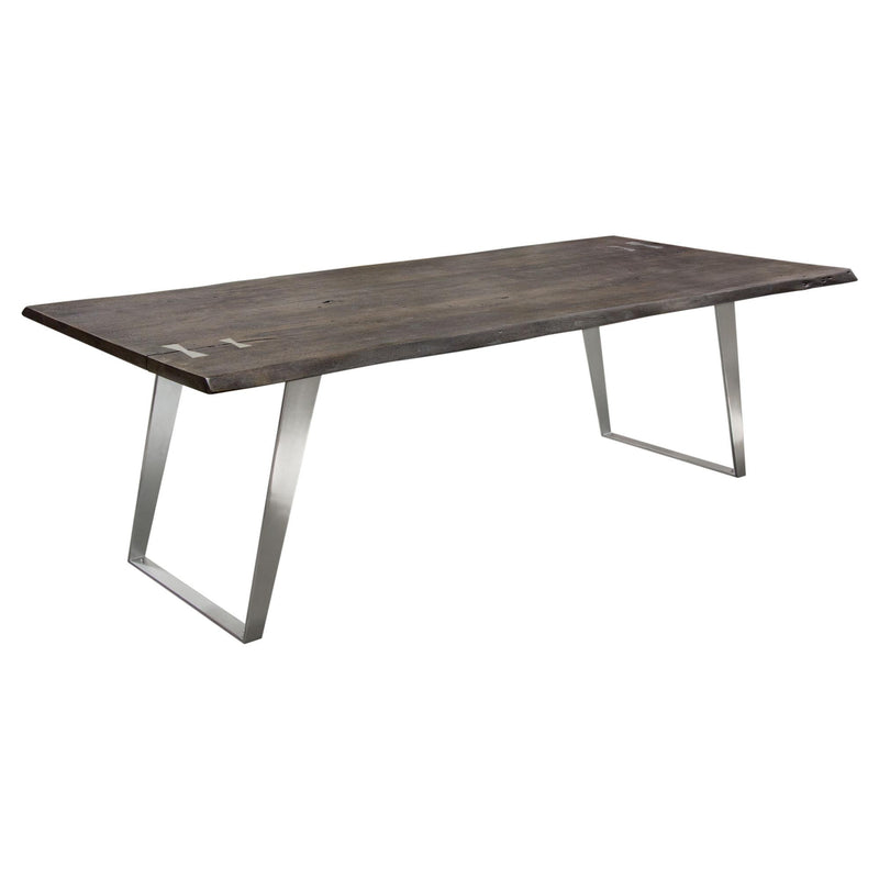 Titan Solid Acacia Wood Dining Table in Espresso Finish w/ Silver Metal Inlay & Base by Diamond Sofa - R&R Furniture Gallery (Fountain Valley, CA)