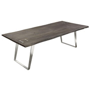 Titan Solid Acacia Wood Dining Table in Espresso Finish w/ Silver Metal Inlay & Base by Diamond Sofa - R&R Furniture Gallery (Fountain Valley, CA)