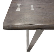 Titan Solid Acacia Wood Dining Table in Espresso Finish w/ Silver Metal Inlay & Base by Diamond Sofa - R&R Furniture Gallery (Fountain Valley, CA)