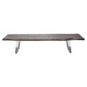 Titan Solid Acacia Wood Accent Bench in Espresso Finish w/ Silver Metal Inlay & Base by Diamond Sofa - R&R Furniture Gallery (Fountain Valley, CA)