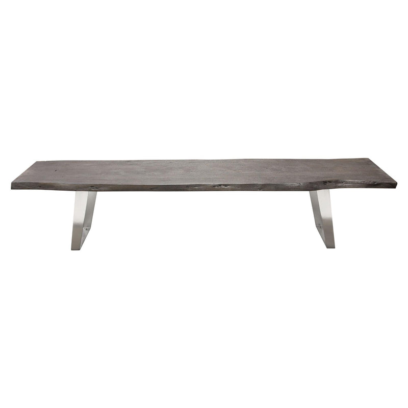 Titan Solid Acacia Wood Accent Bench in Espresso Finish w/ Silver Metal Inlay & Base by Diamond Sofa - R&R Furniture Gallery (Fountain Valley, CA)