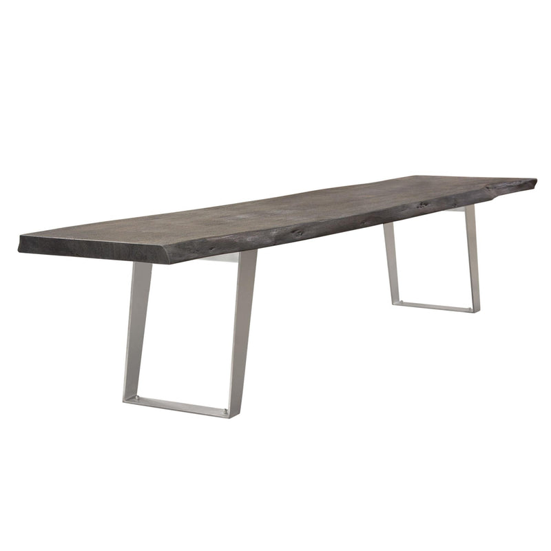 Titan Solid Acacia Wood Accent Bench in Espresso Finish w/ Silver Metal Inlay & Base by Diamond Sofa - R&R Furniture Gallery (Fountain Valley, CA)