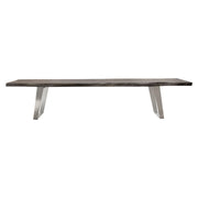 Titan Solid Acacia Wood Accent Bench in Espresso Finish w/ Silver Metal Inlay & Base by Diamond Sofa - R&R Furniture Gallery (Fountain Valley, CA)