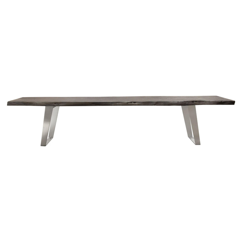 Titan Solid Acacia Wood Accent Bench in Espresso Finish w/ Silver Metal Inlay & Base by Diamond Sofa - R&R Furniture Gallery (Fountain Valley, CA)