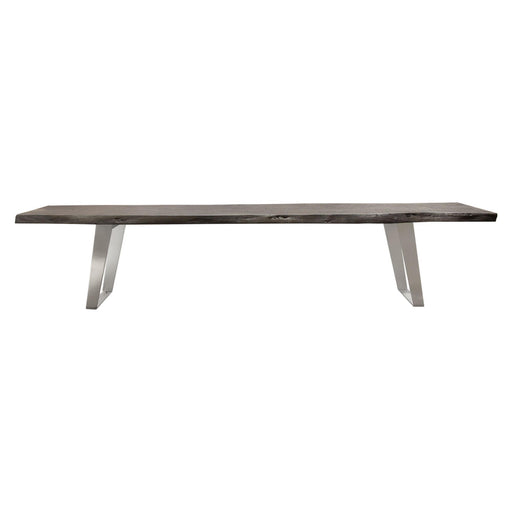 Titan Solid Acacia Wood Accent Bench in Espresso Finish w/ Silver Metal Inlay & Base by Diamond Sofa - R&R Furniture Gallery (Fountain Valley, CA)