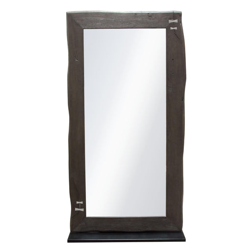 Vista Solid Acacia Wood Mirror w/ Live Edge in Espresso Finish w/ Silver Inlay & Black Self-Supporting Stand by Diamond Sofa - R&R Furniture Gallery (Fountain Valley, CA)