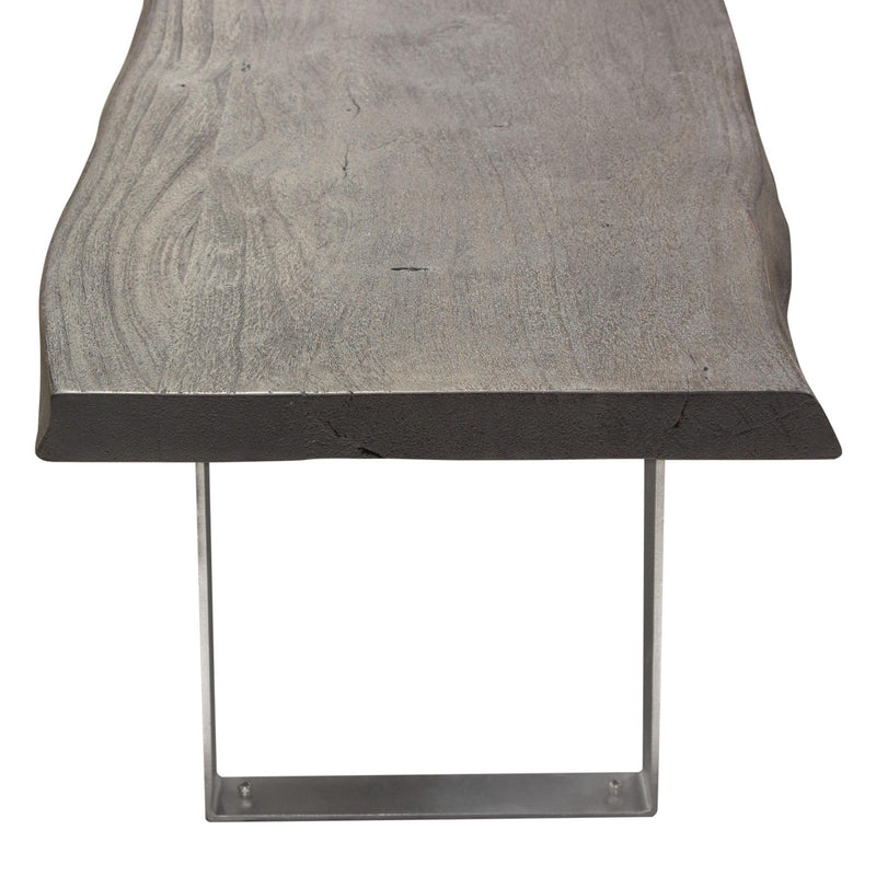 Titan Solid Acacia Wood Accent Bench in Espresso Finish w/ Silver Metal Inlay & Base by Diamond Sofa - R&R Furniture Gallery (Fountain Valley, CA)