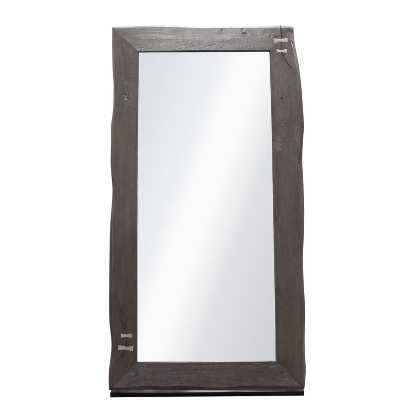 Vista Solid Acacia Wood Mirror w/ Live Edge in Espresso Finish w/ Silver Inlay & Black Self-Supporting Stand by Diamond Sofa - R&R Furniture Gallery (Fountain Valley, CA)
