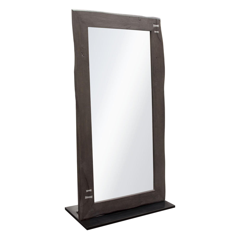 Vista Solid Acacia Wood Mirror w/ Live Edge in Espresso Finish w/ Silver Inlay & Black Self-Supporting Stand by Diamond Sofa - R&R Furniture Gallery (Fountain Valley, CA)