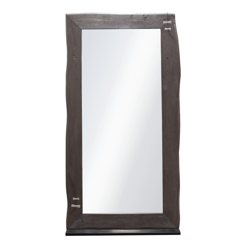 Vista Solid Acacia Wood Mirror w/ Live Edge in Espresso Finish w/ Silver Inlay & Black Self-Supporting Stand by Diamond Sofa - R&R Furniture Gallery (Fountain Valley, CA)