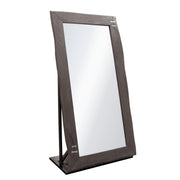 Vista Solid Acacia Wood Mirror w/ Live Edge in Espresso Finish w/ Silver Inlay & Black Self-Supporting Stand by Diamond Sofa - R&R Furniture Gallery (Fountain Valley, CA)