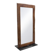 Vista Solid Acacia Wood Mirror w/ Live Edge in Walnut Finish w/ Gold Inlay & Black Self-Supporting Stand by Diamond Sofa - R&R Furniture Gallery (Fountain Valley, CA)