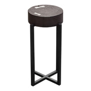 Alex Small 22" Accent Table with Solid Mango Wood Top in Espresso Finish w/ Silver Metal Inlay by Diamond Sofa - R&R Furniture Gallery (Fountain Valley, CA)