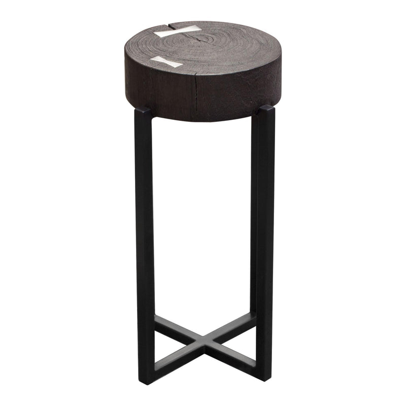 Alex Small 22" Accent Table with Solid Mango Wood Top in Espresso Finish w/ Silver Metal Inlay by Diamond Sofa - R&R Furniture Gallery (Fountain Valley, CA)