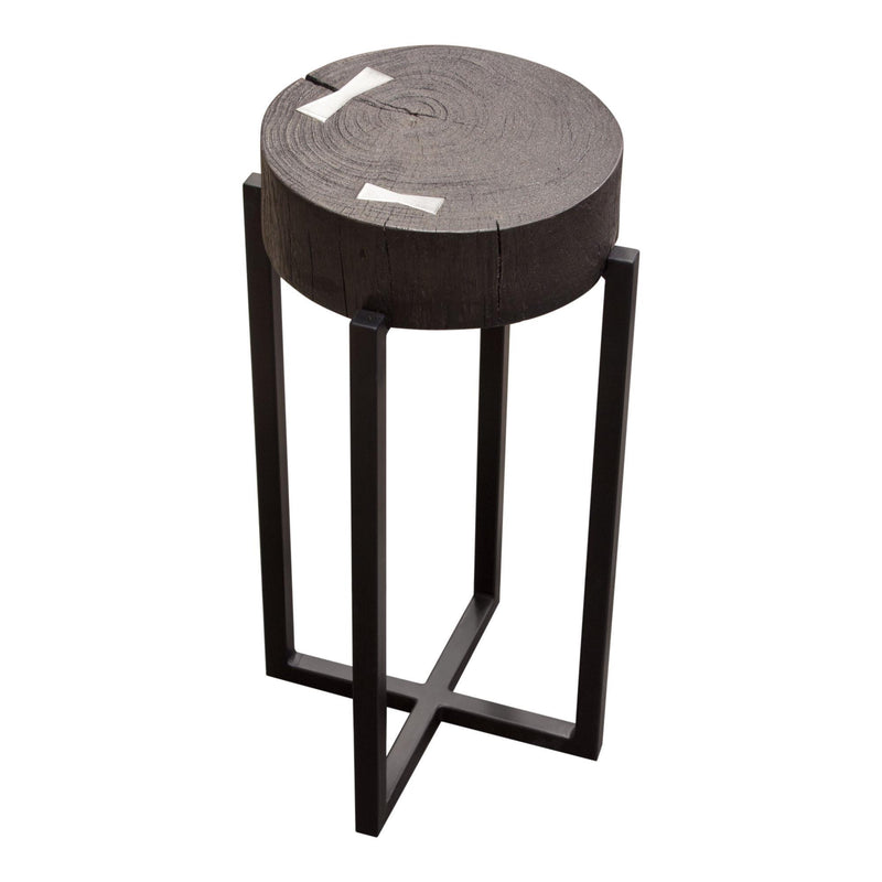 Alex Small 22" Accent Table with Solid Mango Wood Top in Espresso Finish w/ Silver Metal Inlay by Diamond Sofa - R&R Furniture Gallery (Fountain Valley, CA)