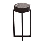 Alex Small 22" Accent Table with Solid Mango Wood Top in Espresso Finish w/ Silver Metal Inlay by Diamond Sofa - R&R Furniture Gallery (Fountain Valley, CA)