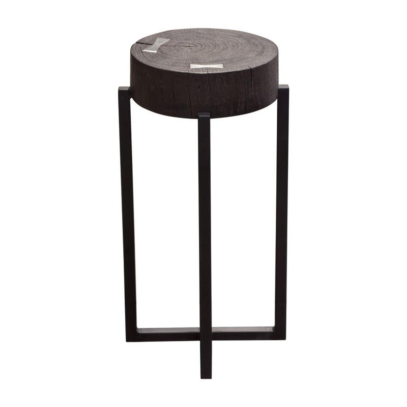 Alex Small 22" Accent Table with Solid Mango Wood Top in Espresso Finish w/ Silver Metal Inlay by Diamond Sofa - R&R Furniture Gallery (Fountain Valley, CA)