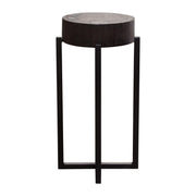 Alex Small 22" Accent Table with Solid Mango Wood Top in Espresso Finish w/ Silver Metal Inlay by Diamond Sofa - R&R Furniture Gallery (Fountain Valley, CA)