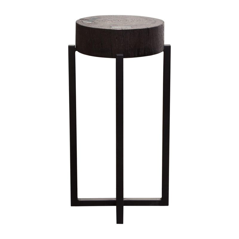 Alex Small 22" Accent Table with Solid Mango Wood Top in Espresso Finish w/ Silver Metal Inlay by Diamond Sofa - R&R Furniture Gallery (Fountain Valley, CA)