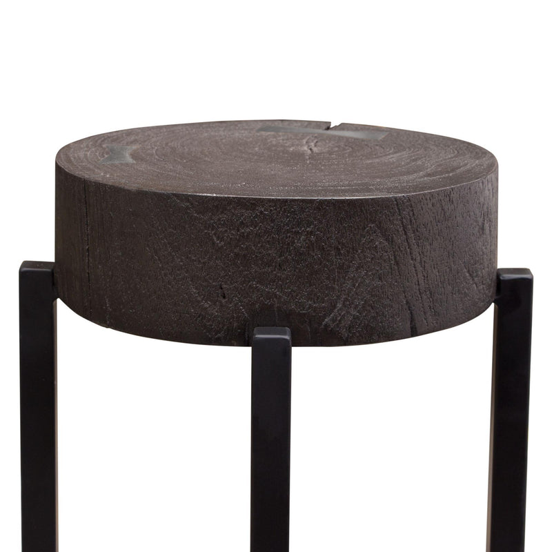 Alex Small 22" Accent Table with Solid Mango Wood Top in Espresso Finish w/ Silver Metal Inlay by Diamond Sofa - R&R Furniture Gallery (Fountain Valley, CA)