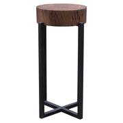 Alex Small 22" Accent Table with Solid Mango Wood Top in Walnut Finish w/ Gold Metal Inlay by Diamond Sofa - R&R Furniture Gallery (Fountain Valley, CA)