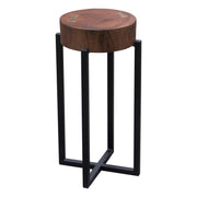 Alex Small 22" Accent Table with Solid Mango Wood Top in Walnut Finish w/ Gold Metal Inlay by Diamond Sofa - R&R Furniture Gallery (Fountain Valley, CA)