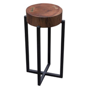 Alex Small 22" Accent Table with Solid Mango Wood Top in Walnut Finish w/ Gold Metal Inlay by Diamond Sofa - R&R Furniture Gallery (Fountain Valley, CA)