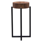 Alex Small 22" Accent Table with Solid Mango Wood Top in Walnut Finish w/ Gold Metal Inlay by Diamond Sofa - R&R Furniture Gallery (Fountain Valley, CA)