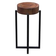 Alex Small 22" Accent Table with Solid Mango Wood Top in Walnut Finish w/ Gold Metal Inlay by Diamond Sofa - R&R Furniture Gallery (Fountain Valley, CA)