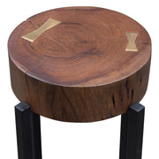 Alex Small 22" Accent Table with Solid Mango Wood Top in Walnut Finish w/ Gold Metal Inlay by Diamond Sofa - R&R Furniture Gallery (Fountain Valley, CA)