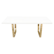 Mirage Rectangular Dining Table w/ White Lacquer Top and Polished Gold Metal Base by Diamond Sofa - R&R Furniture Gallery (Fountain Valley, CA)