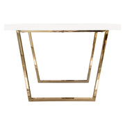 Mirage Rectangular Dining Table w/ White Lacquer Top and Polished Gold Metal Base by Diamond Sofa - R&R Furniture Gallery (Fountain Valley, CA)