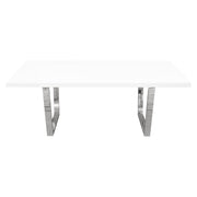 Mirage Rectangular Dining Table w/ White Lacquer Top and Polished Silver Metal Base by Diamond Sofa - R&R Furniture Gallery (Fountain Valley, CA)