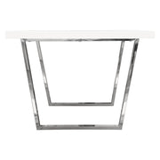 Mirage Rectangular Dining Table w/ White Lacquer Top and Polished Silver Metal Base by Diamond Sofa - R&R Furniture Gallery (Fountain Valley, CA)