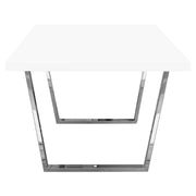 Mirage Rectangular Dining Table w/ White Lacquer Top and Polished Silver Metal Base by Diamond Sofa - R&R Furniture Gallery (Fountain Valley, CA)