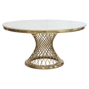 Solstice 60" Round Dining Table with Genuine Marble Top and Polished Gold Spiral Spoked Base by Diamond Sofa - R&R Furniture Gallery (Fountain Valley, CA)